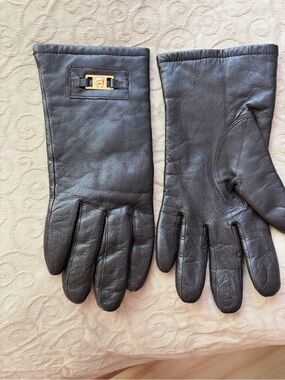 Dark Brown Etienne Aigner Thermaloft Leather Gloves